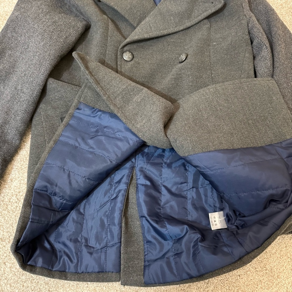 Charcoal Double-Breasted Pea‎ Coat - Picture 8 of 13